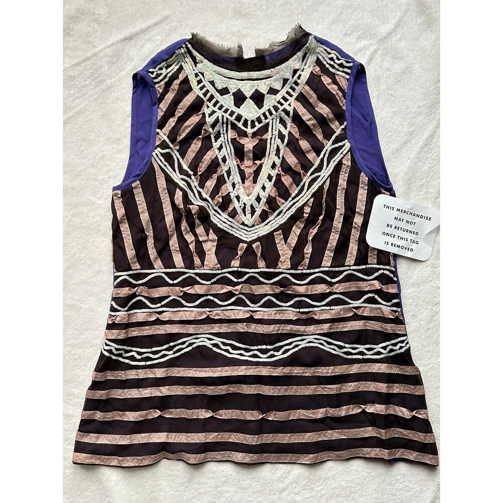 NWT 100% Silk Nanette Lepore Sleeveless Novella Top size 4 Sequin Embellished